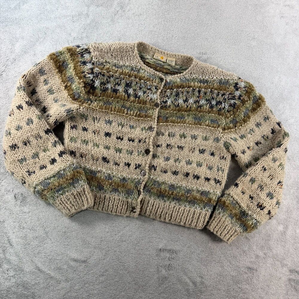 Vintage Liz Claiborne Womens S Wool Blend Textured Knit Cropped Cardigan Korea